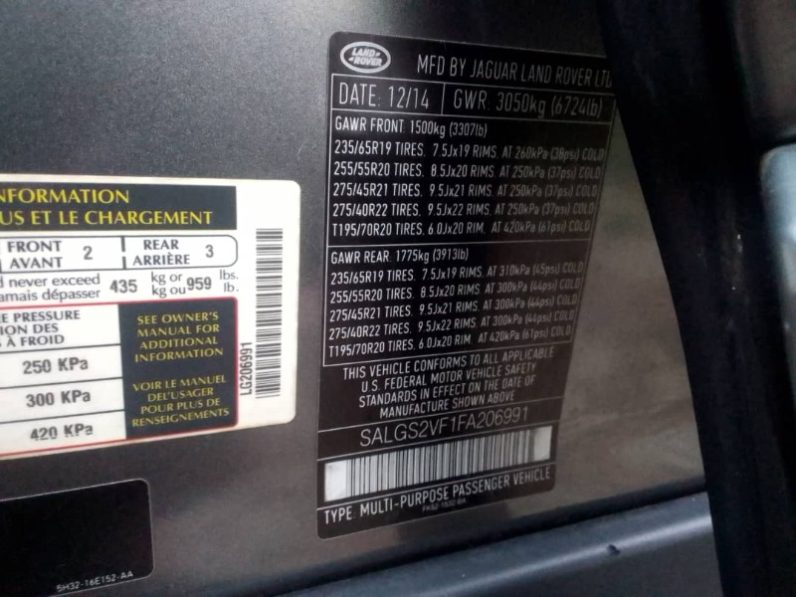 Foreign Used 2015 Land Rover Range Rover