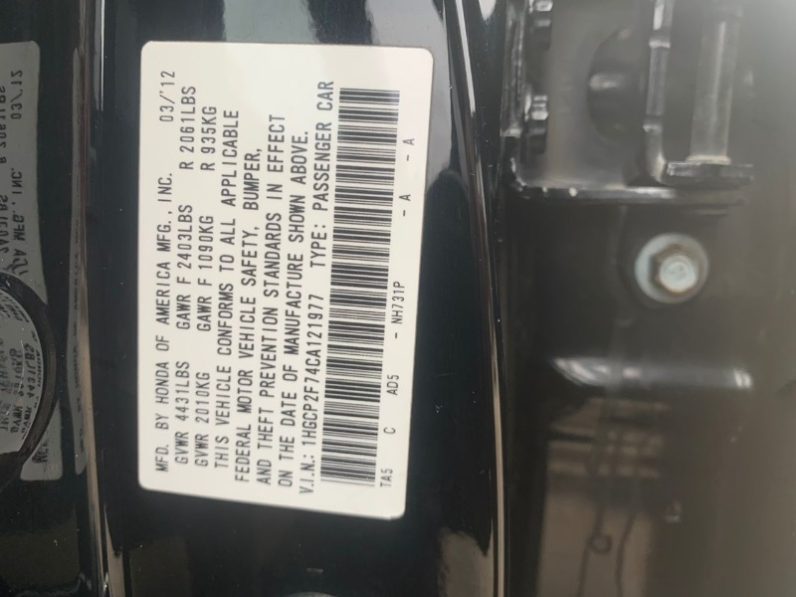 Foreign Used 2012 Honda Accord